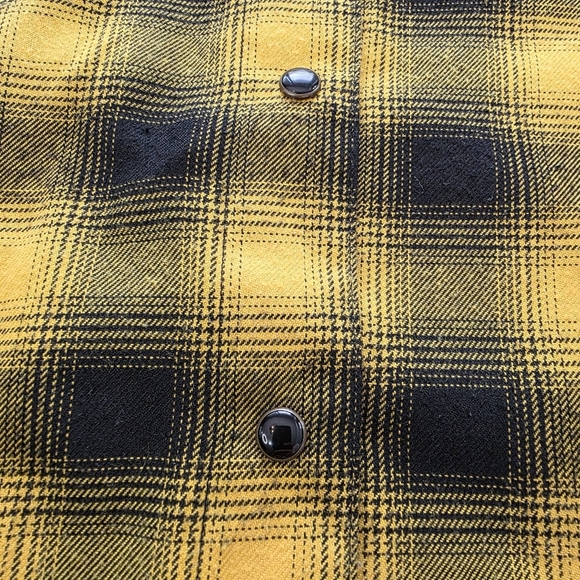 Dixxon Flannel Co Form & Function Black/Yellow Plaid Flannel Pearl Snap Women L - Picture 7 of 9